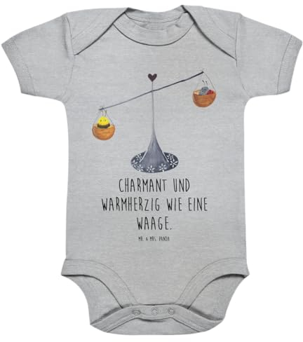 Mr. & Mrs. Panda Organic Baby Body Sternzeichen Waage 3. - 6. Monat - Geschenk, Astrologie, Hummel, Strampler, Waage Sternzeichen, Junge,