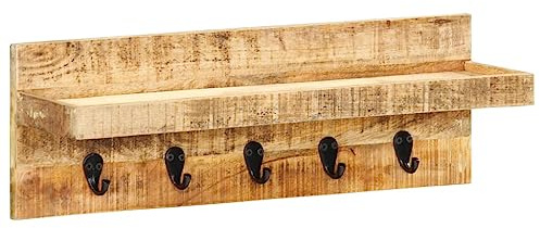 Porte manteau mural 60x15x20 cm Bois de manguier brut solide