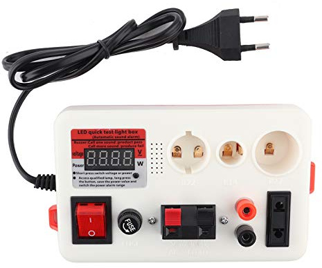 Fafeicy LED Testbox, Schachbrettmuster, 220V, EU-Stecker, mit Display, Automatische Alarmfunktion, zum Testen von LED-Lampen
