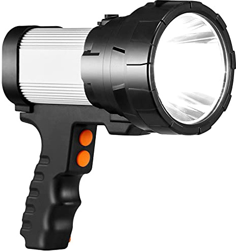 YBQZ Torcia LED Ricaricabile, Torcia Alta Potenza 15000 Lúmenes 10000mAH 6 Modalità Torcia Lanterna IPX4 Impermeabile Lampada Emergenza Portatile per Campeggio Caccia Riparazione Ciclismo Escursioni