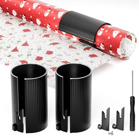 Coupe Papier Cadeau Rouleau Coulissant RemplaçAble [2 Pcs avec 4 Lames], Massicot, Outil de DéCoupe de Emballage Cadeau Anniversaire Et de NoëL, Wrapping Paper Gift Wrap Cutter