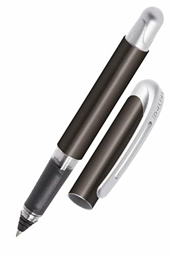 ONLINE Tintenpatronen-Rollerball College Metallic Black, Rollerball für Rechtshänder & Linkshänder, ergonomisches Griffstück, hochwertiger Roller-Ball, Standard-Tintenpatronen, inkl. Kombipatrone blau