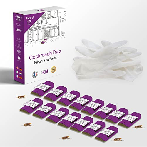 KALIGEN® Kakerenfallen | Komplettset | Professionelle Kakerlaken, Abwehr ohne Insektizid, klebrige Falle | 100% natürlich gegen Schaben und Ameisen (Set mit 15)