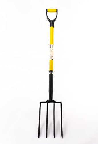 Fourche à bêcher pour jardin - Suan - 4 dents - Manche en fibre de verre - Poignée confort