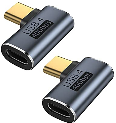 JRLinco Lot de 2 adaptateurs USB C mâle vers Femelle coudés à 90 degrés pour Transfert de données Compatible avec Samsung, MacBook et Autres appareils USB-C