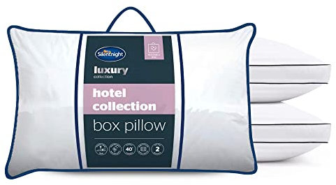 Silentnight Hotel Collection Luxury Pillows 2 Pack - Soft Touch Hotel Quality Bed Pillows for Back and Side Sleepers with Box Design Offering Extra Head and Neck Support - Pack of 2