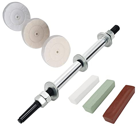 Scottchen PRO Woodworking Lathe Buffing System 16 #2MT Mandrel 3-Step Buffing Wheel Kit 8 Cotton Wheels with 3pcs Polishing Compounds