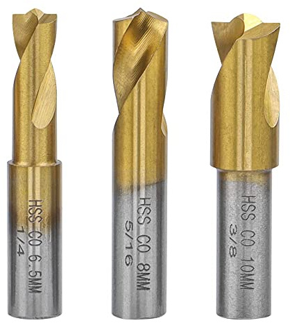 Gasea Spot Weld Drill Bit Set HSS Titanium Coated Spot Weld Cutter Remover | 3pcs 6.5mm 8mm 10mm Golden Speed Steel Spot Welding Cutter Drill Bits Set