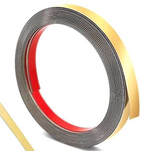 Metallisierte Zierleiste, metallisierte Formteile und Wandverkleidung, selbstklebend, spiegelähnliche Oberfläche, Wandeinfassung, Edelstahl, goldfarben, metallisiert, zum Abziehen und Aufkleben