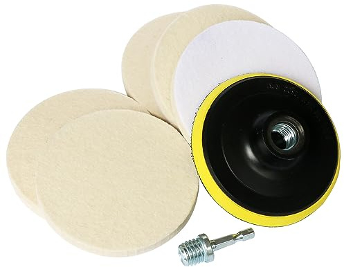 Hiqalty 4 Inch Wool Felt Polishing Pad Buffing Wheel Kit for Drill,Fine Polishing of Metal Glass Stone (7)