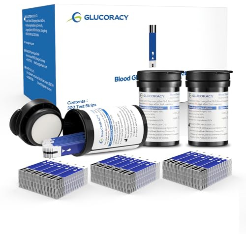 Glucoracy 300 Counts Blood Glucose Test Strips G-425-2/G-425, Self Diabetes Blood Glucose Testing, No Coding Required, Only Works with G-425-2/G-425 Blood Sugar Monitor, 300 Pieces