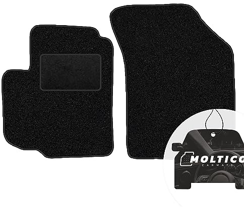 moto-MOLTICO Vorne Fußmatten Auto Velours Autoteppiche | Schwarz Automatten Set 2-teilig passend für FIAT Sedici Suzuki Swift II III SX4