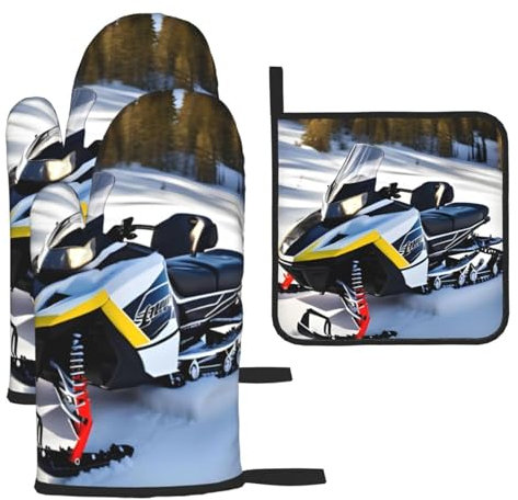 Set da 3 guanti e presine per motoslitta avanzati per motoslitta e presine, per cucinare e grigliare, regalo di Natale per la festa della mamma