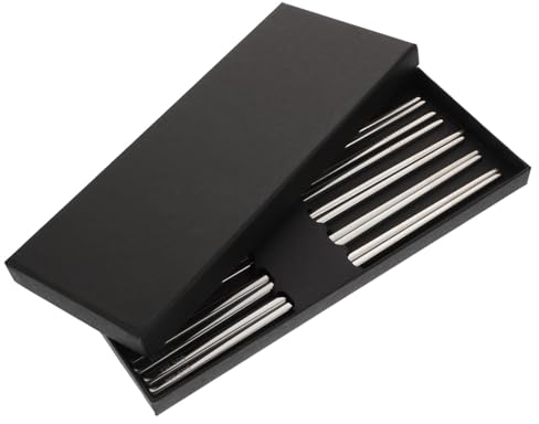 HEMOTON 5 Pares Palillos De Acero Inoxidable Cocina De Metal Palillos Coreanos De Metal Palillos Planos Palillos De Metal Para Cocinar Palillos De Cocina Viajar Fideos