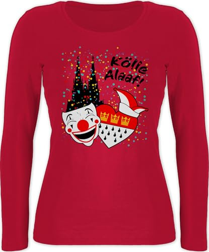 Shirtracer - Langarmshirt Damen - & Fasching - Kölle Alaaf Kostüm Köln Karneval Wappen I Jeck Rut Wiees I Narren I Kölsche Jecken