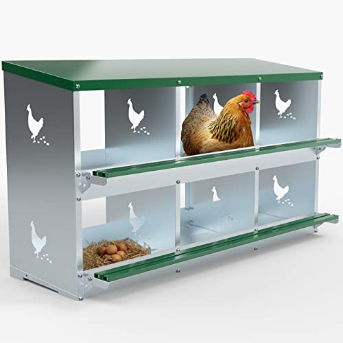 TOCRETOARE 6 Löcher Hühner Nistkästen zum Eierlegen Schwerlast Metall Nistkästen für Huhn und Geflügel zum Sammeln von Eiern Hühner Legeboxen Hühnerstall Box