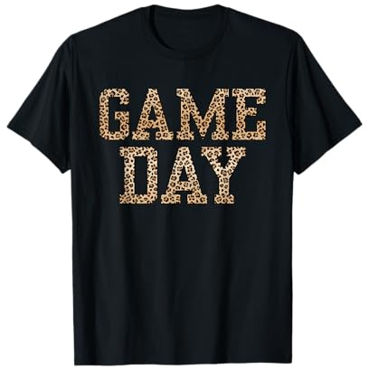 American Football Lover Game Day Leopard Cheetah Football T-Shirt