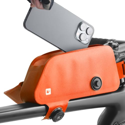 Rhinowalk Bike Top Tube Bag Bike Frame Bag Fully Waterproof and Stable Professional Cycling Accessories for Mountain Road Bicycle-Orange