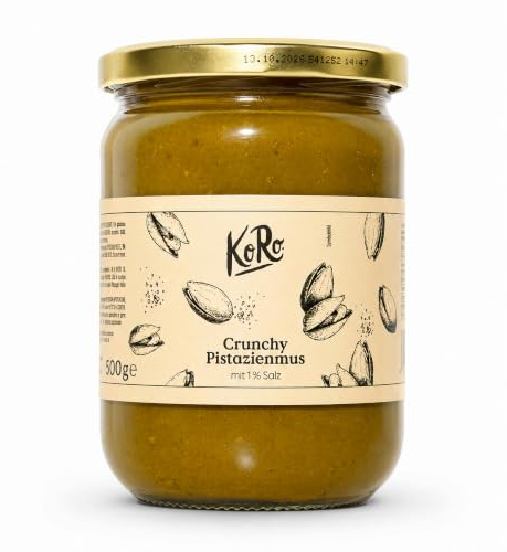 KoRo - Crema di pistacchio crunchy con 1% di sale - 500 g - Solo tre ingredienti - Intenso sapore di pistacchio - Vegan