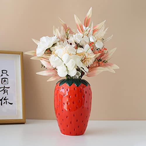 vases for Flowers Vase à Fraises pour Fleurs, Joli Vase décoratif en céramique à Fraises, pour décorations de Cuisine à Domicile (Grand)
