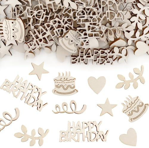 BURGEON 100 Stück Konfetti Geburtstag Tischdeko Holz, Happy Birthday Konfetti Tischdeko Geburtstag Deko, Streudeko Geburtstag Deko Mädchen Junge Kinder für Geburtstage Partys Dekoration