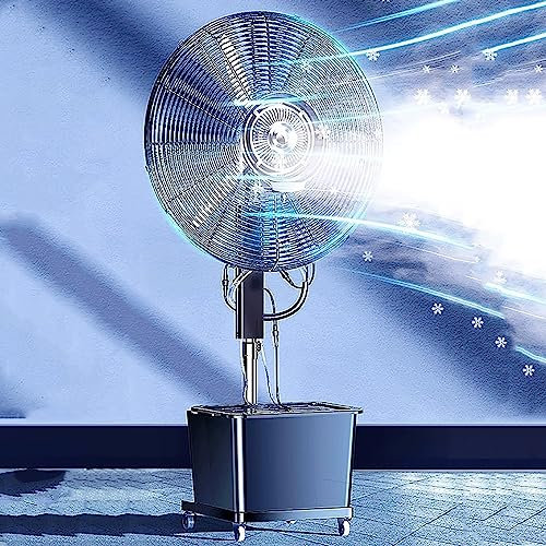 Ventilador de pedestal con pulverizador de agua, ventilador humidificador, ventilador de pie con 3 velocidades, tanque de agua de 42 L, ventilador exterior ajustable en altura con oscilación de 120°