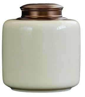 HAVVMK Tarro de cerámica para Alimentos, Carrito de té de cerámica, Cubierta de Metal, Tarro Sellado, Caja de té Grande, contenedor de té, Organizador de té, Tanque de Almacenamiento, lat