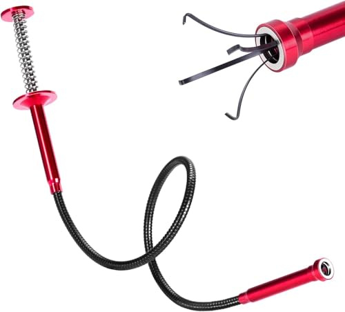 Hoclauho Krallengreifer Zange Teleskop, 650mm Magnetischer Greifer mit 2 Pfund Greifkraft, Flexibel für Küchen-, Toilettenabflüsse und Autoreparaturen, 360° Biegung für Kleine Teile