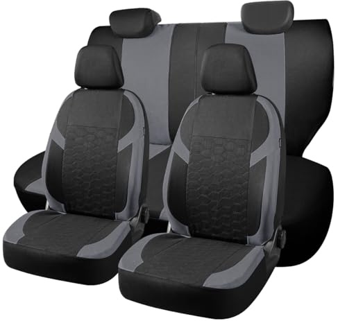 Chifeng Autositzbezüge Für Hyundai Bayon Getz Ioniq IONIQ 5 Kona Santa FE Tucson i20 i30 i40 ix20 ix35 – Komplettset Polyester Autositzschoner (Grau)