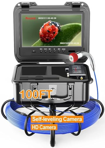 Dnenellr Telecamera Ispezione Tubi 30M con 512Hz, 1080P Videoispezione per Tubazioni, Autolivellante, Contametri, DVR, Sonda con Telecamera per Ispezione Tubi Fognature, Piscine e Scarichi, 32GB