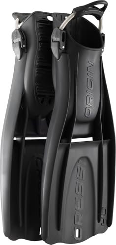 Cressi Origin HD verstellbare offene Fersenflossen, Schwarz, M/L