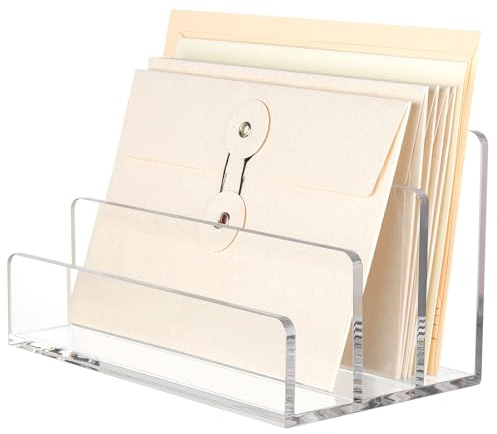 DesignSter Organizer aus Acryl für den Schreibtisch, 3-teiliger Briefsortierer-Organizerhalter, Schreibtisch-Organizer aus Acryl für Dokumente, Briefe, Notizbücher