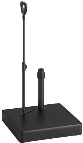 Outsunny Pied de Parasol carré, Support Parasol en HDPE sur roulettes avec poignée Ajustable, Base de Parasol Remplissage Eau Sable, Socle de Parasol pour terrasse, 60 x 60 x 104 cm, Noir