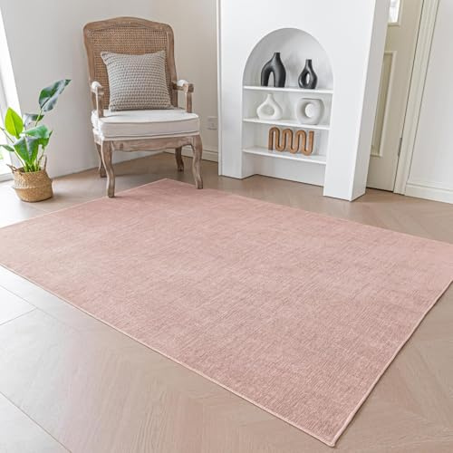 Evitany Kurzflor Teppich Rosa 60X90cm Waschbar rutschfest für Kinderzimmer | 5mm Dicke, Rechteckig, Bettvorleger, Dünner Teppich für Wohnzimmer Schlafzimmer, Esszimmer, Büro