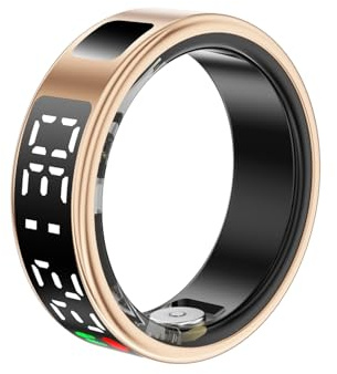 Hoorawwi Bague Intelligente de Fitness pour iPhone 16 15 14 13 12 11 Pro Max avec Moniteur de fréquence Cardiaque et d'oxygène dans Le Sang - Or #10