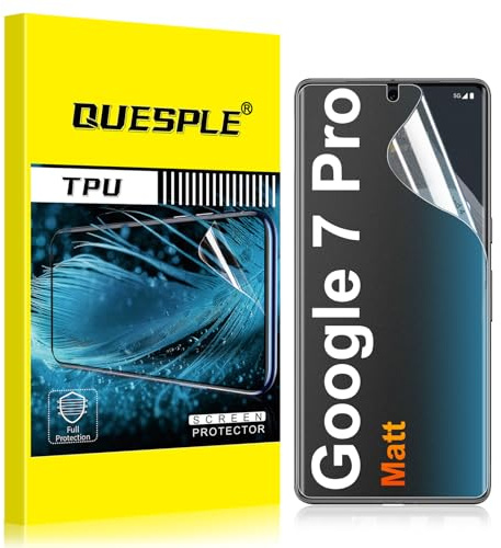 QUESPLE [3 Stück] Matt Schutzfolie für Google Pixel 7 Pro 5G, Anti-Fingerabdruck, Blendschutz Matte Weich TPU Folie, Ultra-Klar Fingerabdruck-ID Unterstützen Displayschutzfolie