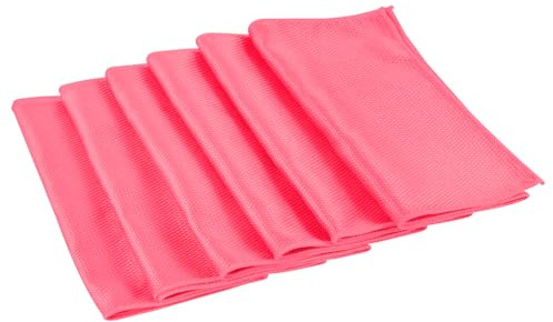 Wogomz 6PCS Microfiber Glass Cleaning Cloth, 12×24 Fish Scale Cloth for Car Glass & Window Cleaning, Lint-Free Streak-Free, Multi-Purpose Mirror Washing Towels, Car Cleaning Supplies (Red)