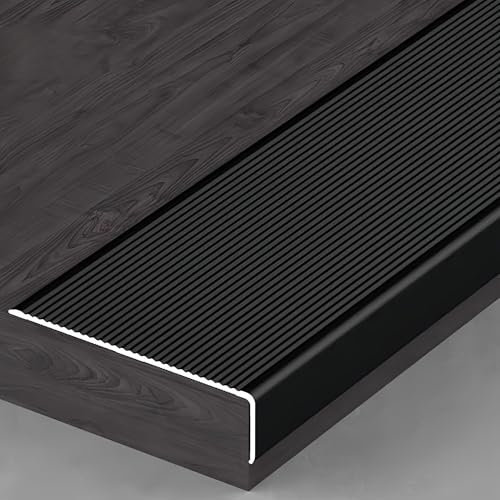 pykaaiiu Treppenkantenprofil L-förmiges aus Aluminium, rutschfestes TreppenkantenEckprofil für im Innen-und Außenbereich, Rostfrei und langlebig Einfache Installation(Schwarz,3 * 2cm)