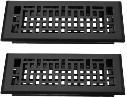 sourcing map 2 rejillas de ventilación ajustables de acero al carbono resistentes de 4 x 10 pulgadas, cubiertas decorativas de ventilación para el hogar, dormitorio, cocina, color negro mate