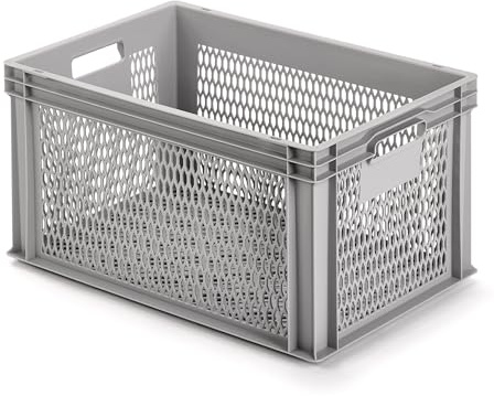 1a-TopStore Eurobox Stapel- und Transportkasten, durchbrochen, perforiert, offene Griffe, verschiedene Größen (60x40x32 cm)