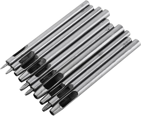 Kit de Agujeros para Golpear de Cuero Metal, Juego Herramientas Huecas con 10 Tamaños para Juntas, Cuero, Ropa, Bolsos