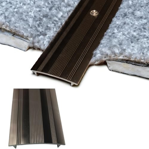 Grandismo® Carpet Cover Strip Standard 3ft / 0.9metres / 90cm / 90mm Length Screw-Down Threshold Trim for Joining Carpet to Carpet - Bronze