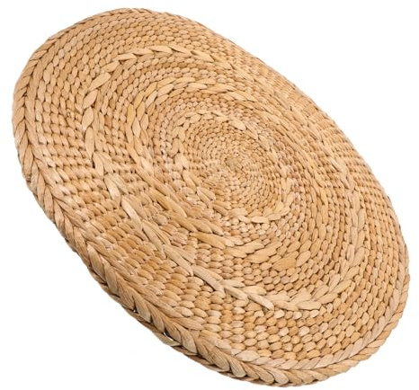 STOBAZA Cuscino Tatami Rotondo in Paglia Intrecciata Cuscino Pavimento Multifunzionale per Meditazione Preghiera e Design Semplice e Superficie Liscia Adatto Casa e Yoga