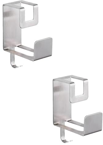 PENIKOKO 2pcs Multifunctional Stainless Steel Washbasin Rack Self-adhesive Wall Hooks for Bathroom Sundries Organization