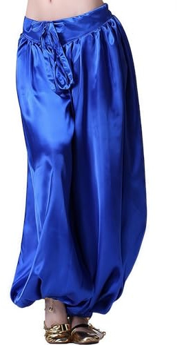 Baisdan Bauchtanz-Haremshose aus Satin, elastische Taille, Tanzhose für Stammes-, Arabisch-, Halloween-, Karnevals-Auftritte