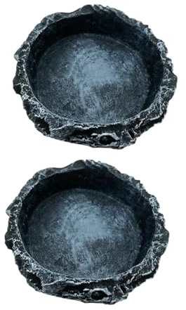 Gcljlmy Lot de 2 bols à nourriture pour reptiles - Décoration de terrarium - Petits bols alimentaires pour grenouille, caméléon, gecko, amphibien (ronds)