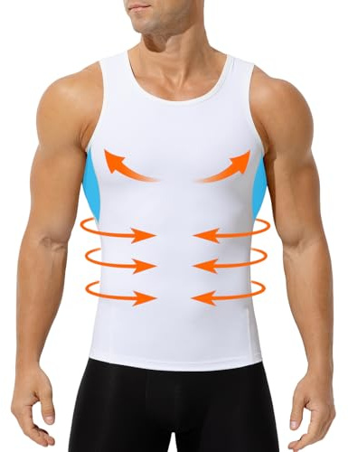 Mauro Kane Mens Compression Shirts Body Shaper Tummy Control Tank Top | Sleeveless Quick Dry Breathable Muscle Workout Shapewear Undershirts for Dating/Work/Home/Yoga/Gym