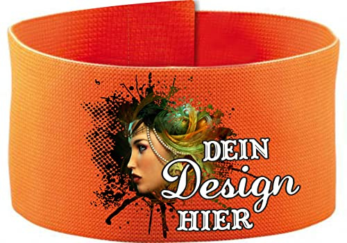 Druckreich größenverstellbare Armbinde/Mediaband personalisiert mit Wunschtext und Wunschmotiv
