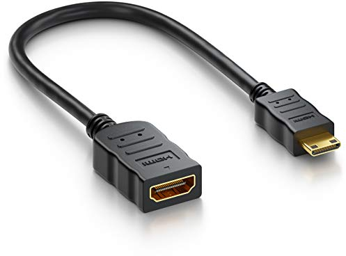 deleyCON Mini HDMI Adapter Cable Portsaver Mini HDMI Connector on HDMI Jack - Audio Video Transmission 4K UHD 2160p FULL HD 1080p