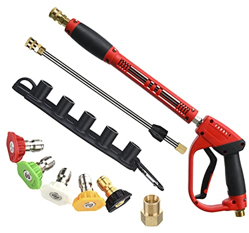 Tool Daily Pistola per idropulitrice di lusso con prolunga per baguette di ricambio, 5 punte per ugello, attacco M22, 101,6 cm, 5000 PSI